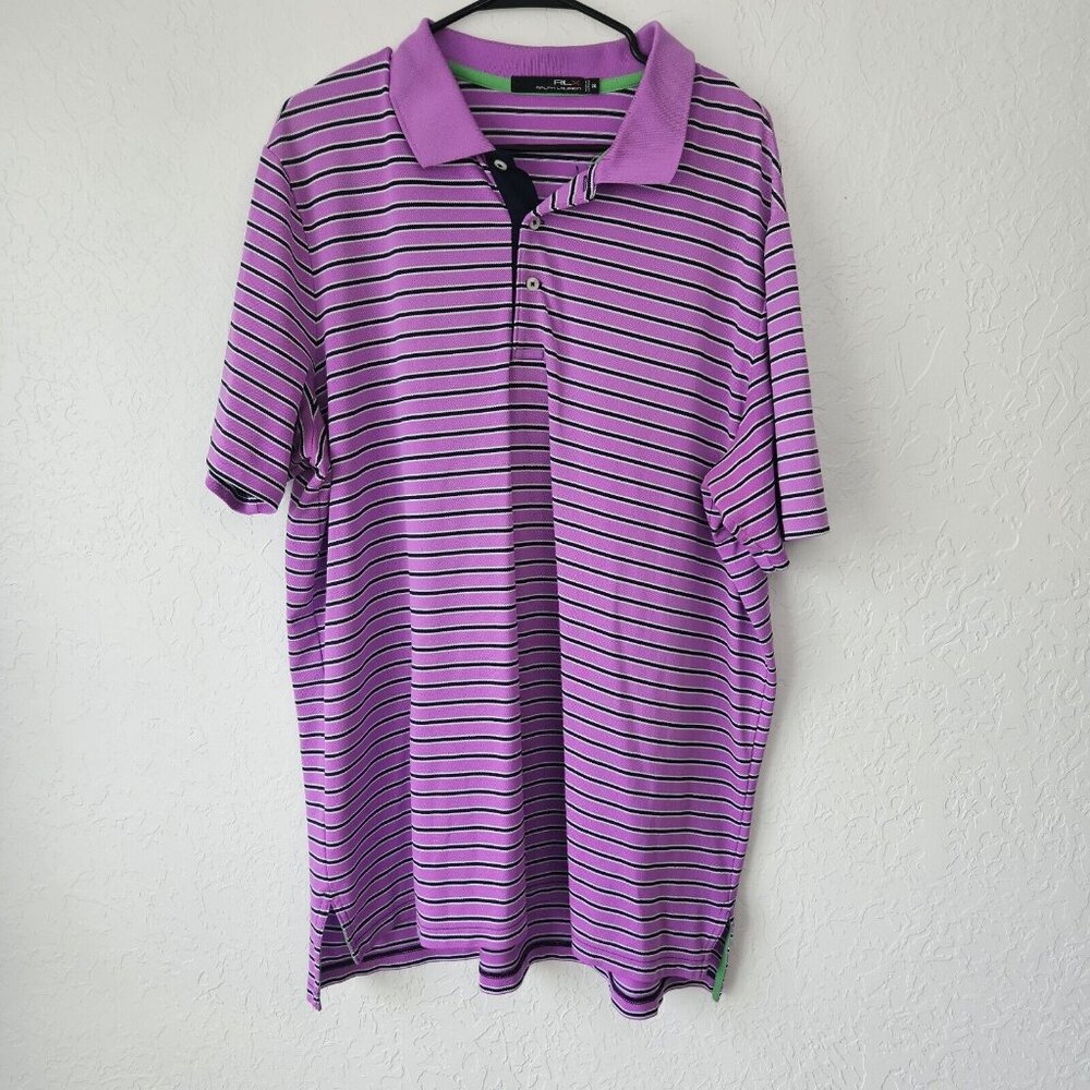RLX Ralph Lauren Golf Polo Dry Fit Striped Club Shirt Mens SZ XXL Purple